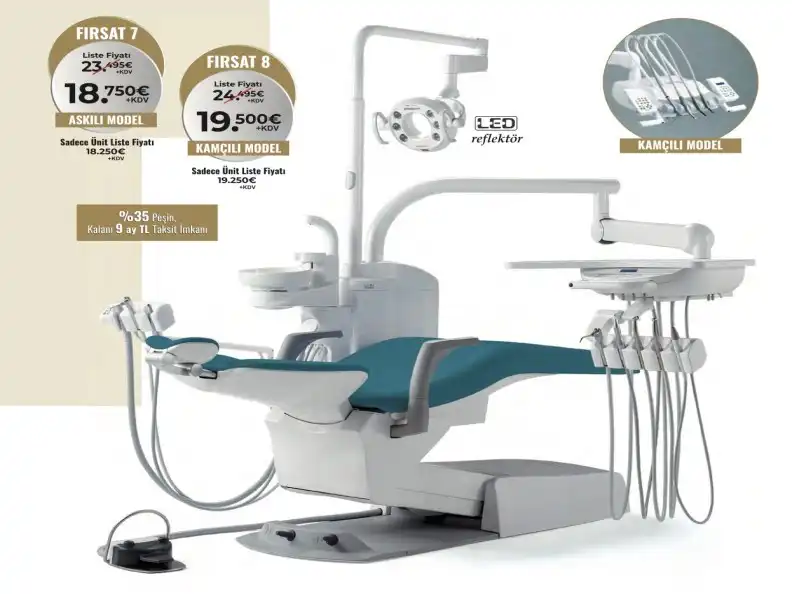 BELMONT CLESTA II EURUS TYPE ASKILI & KAMÇILI DENTAL ÜNİT (* + HEDİYE EKİPMANLAR!)